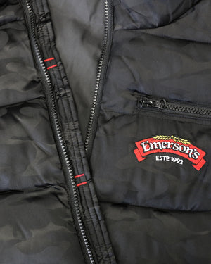 Emerson's Camo Puffer Vest -  Beer Gear Apparel & Merchandise - speights - lion red - vb - tokyo dry merch